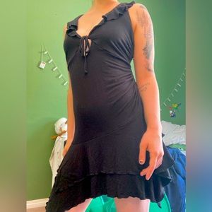 Black ruffle vintage style dress